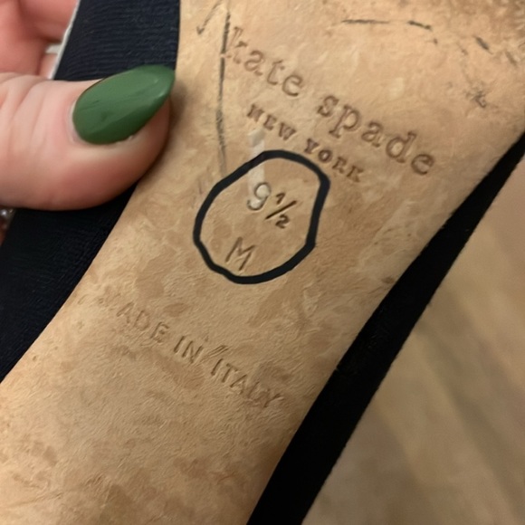 Kate Spade “Giselle” Pumps Heels Peep Toe Canvas + Leather Trim Size 9.5 Navy - Picture 8 of 9